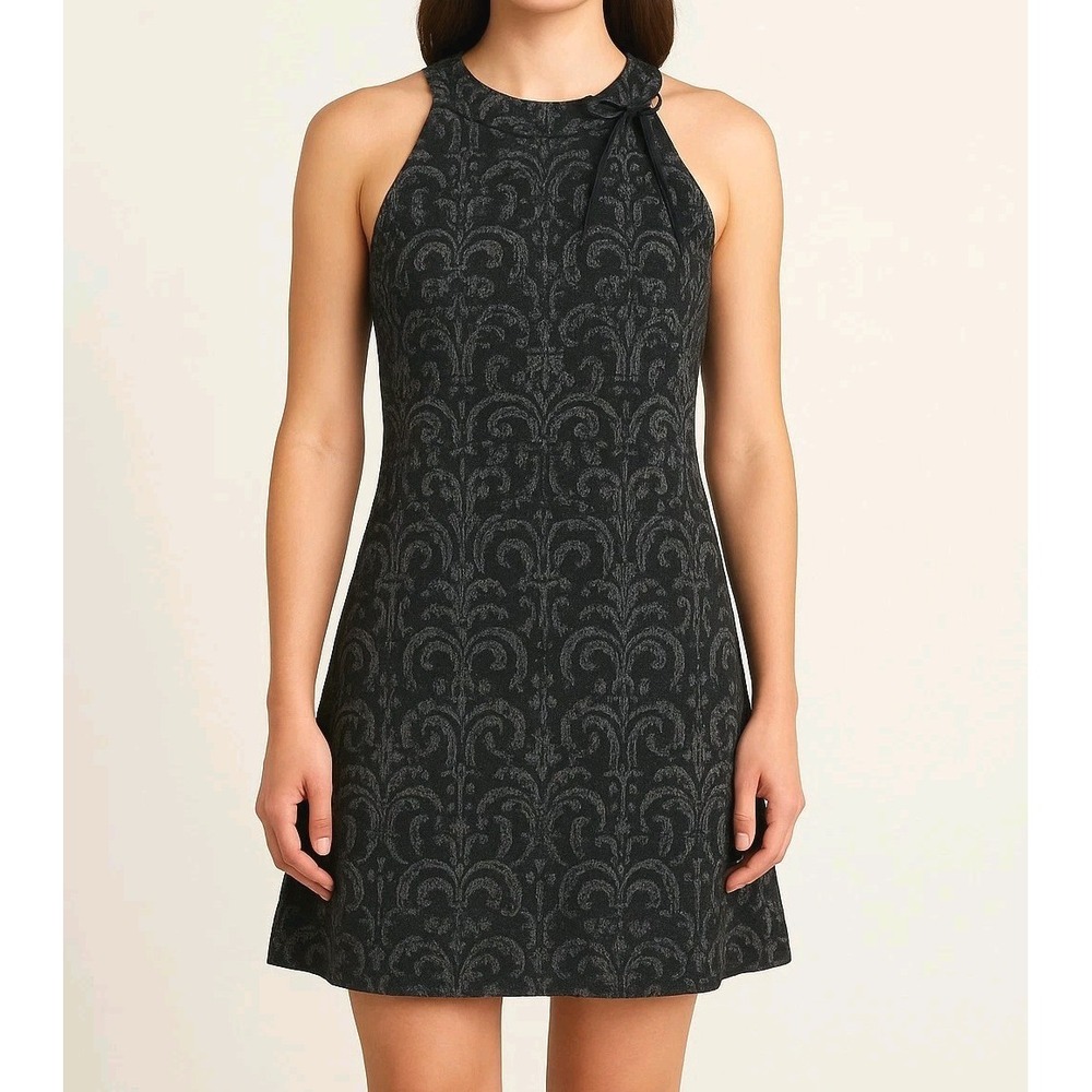 La Fée Maraboutée Size 42 Or Medium Damask Black Mini Dress A-Line‎ Flare Shift